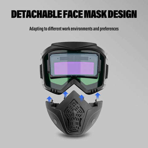 Front view of Auto Darkening Welding Mask With Intelligent Sensitive Filters Dust Protection And Adjustable Straps