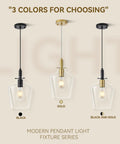 Kveosv 2 Pack Kitchen Island Pendant Lights, 8" Clear Glass Shade in black, gold, and black & gold options.