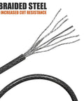 Two Point Five Foot Bike Cable With Loops 5mm Braided Steel Cut Resistant Weatherproof Security Cable Lock detail of braided strands