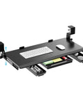 Large Height Adjustable Keyboard Tray With Sturdy C Clamp Mount And Storage Drawer, 27 Inch Wide, Black, Home Office Desk Setup
