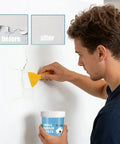 Man applying Hydrophobic Wall Putty For Quick Crack Repair And Easy Go To Application Durable Drywall Filling Compound on cracked wall.