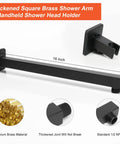 16-inch thickened square brass shower arm and holder for 12 Inch Square Rain Shower Head With Extension Arm And Handheld Combo