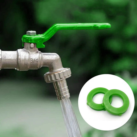 Green Silicone Washer Gasket Pack Of 20 For 3/4 Inch Garden Hose Fittings And Nozzles, Leak Proof Seals shown on faucet
