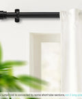 Extra Long Black Curtain Rod 240 Inches Heavy Duty 1 Inch Metal Drapery Rod for Large Windows installed near ceiling