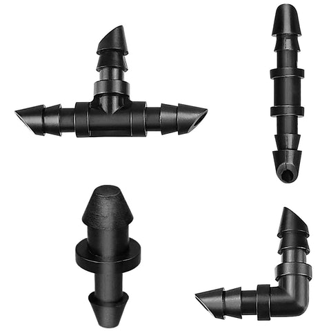 All In One 1/4 Inch Drip Irrigation Fittings Kit With 130 Pieces For Garden And Lawn Tubing Includes Barbed Couplings