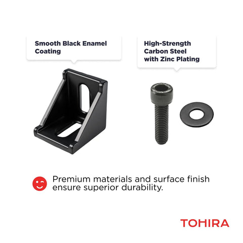4040 Series Aluminum Extrusion Corner Brackets Black 20 Sets Heavy Duty 90 Degree Angle Connectors with bolt and washer