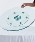 Double Layer Glass Lazy Susan Turntable With Tempered Glass Round Tray 360 Degree Silent Spinner Food Server On Six Auxiliary Wheels