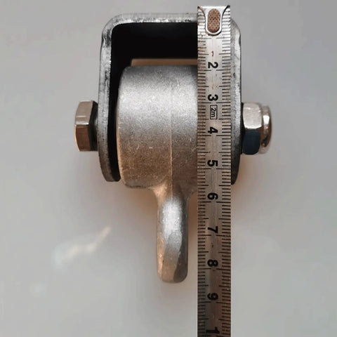 Heavy Duty Swing Hooks Kit with Load Bearing Eye Bolts and Swing Hangers, rust-resistant with ruler for size reference