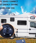 SAE Power Socket Sidewall Connector 2 Pin Quick Connect Cable For Solar Panel shown installed on a motorhome with solar panel.