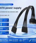 15 Pin Male To Dual Female Power Extension Cable Flat Short Design For Hard Drives Optical Drives Server Racks Plug And Play Smooth Swap To Up Your Rig with dual connectors.