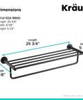 Dimensions diagram of Elie Matte Black Bathroom Shelf With Towel Bar Built Tough From Solid Brass Rust Resistant Heavy Duty Wall Mount Space Saving Organizer For Toiletries And Washcloths Modern Finish measuring 25 3/4 inches length