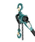 Heavy Duty Hand Cranked Wire Hoist Tensioner With Manual Pulley Lift For Home Garage And Workshop 1 Ton Load Capacity At 1.5 Meter Reach, blue hoist with hooks and chain.