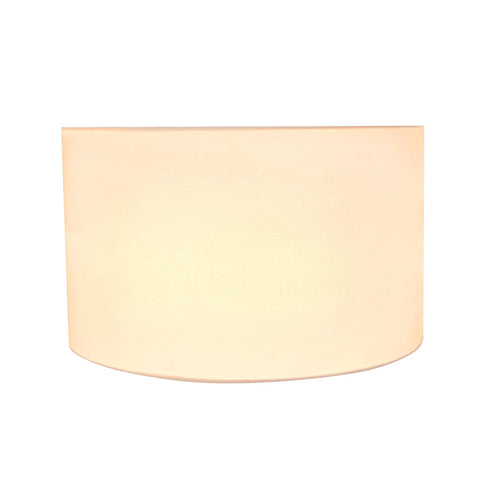 Front view of Off White Faux Linen Drum Lamp Shade With UNO Fitter 36 Mm Inner Ring Brass Fitter 17 Inch Tall By 17 Inch Wide Cylinder Shade