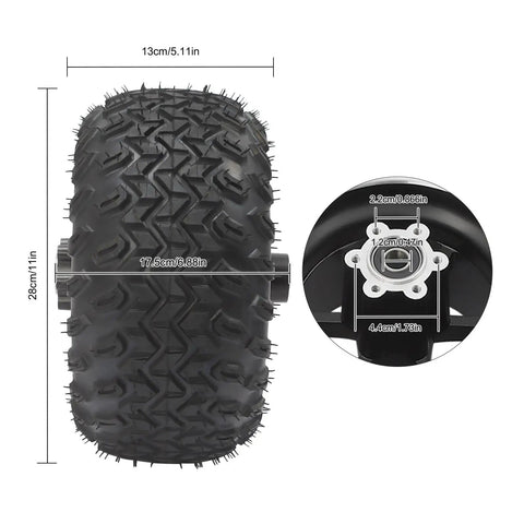 10 Inch 24V 250W Electric Scooter Conversion Kit with inflatable pneumatic tire and brushless wheel hub assembly, front view