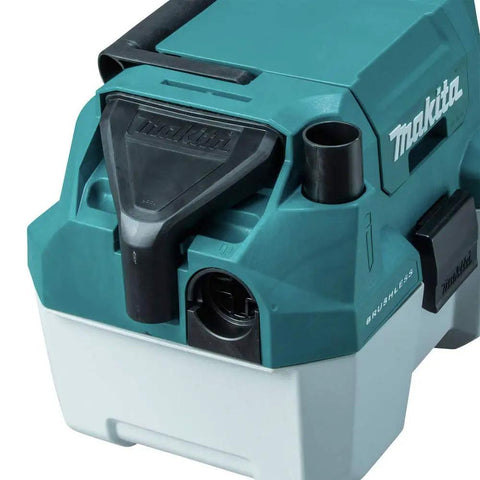 Close-up of the XCV11Z 18V LXT Brushless Cordless 2-Gallon HEPA Wet Dry Dust Extractor Vacuum nozzle and housing.