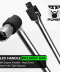 Heavy Duty 1/2 Inch Drive Breaker Bar 17 Point 5 Inches With 180 Degree Rotatable Head Chrome Vanadium Steel head and flexible design