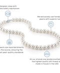 Go-To Japanese Akoya Pearl Necklace For Women With 8.0-8.5mm White Cultured Pearls, 18 Inch Princess Length, AAA Grade, 14K White Gold Clasp