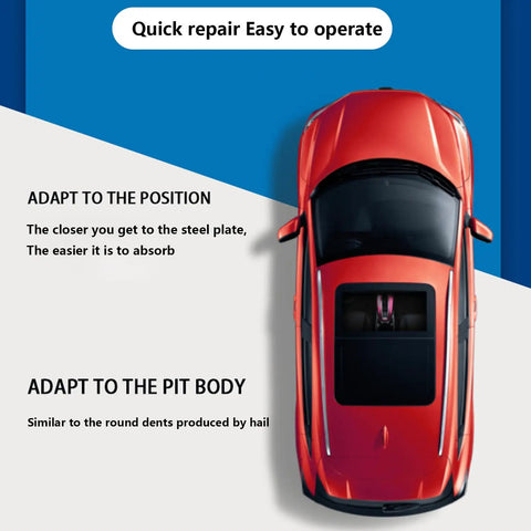 Top view of red car demonstrating Induction Dent Repair Kit 1380W Portable PDR Heater Gear for paintless dent removal effectiveness.