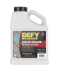 Container of Defy Solid Color Wood Stain For Decks And Fences UV Resistant Opaque Finish That Hides Imperfections, 1 Gallon