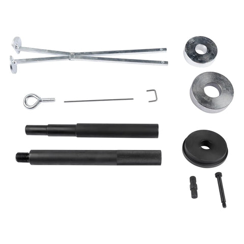 Alignment Bar And Gimbal Bearing Tool Set With Bearing Puller And Seal Bellows Replacement for marine engine couplers shown disassembled.