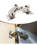 Rotating Concealed Cabinet Hinges 180 Degree Frameless Hydraulic Soft Close Door Fittings for Easy Install, shown installed