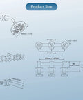 Diagram of Three-Handle Tub And Shower Faucet Set With Wall Mount Tub Spout Five-Setting Six-Inch Round Shower Head Brass Mixer Valve.