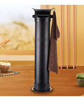 Slick Black Espresso Dump Bin, Detachable Vertical Coffee Grounds Bucket, 8.6L with towel hanging, easy wipe surface.
