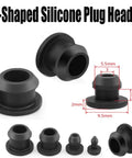 Heavy Duty Black Silicone Rubber T-Shape Snap-On End Caps Plugs Blank Tube Inserts Bungs For Hose Sealing High Temp Dust Proof Kit Assortment, 5.5mm, black