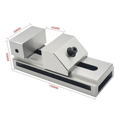 2 Inch Precision Vise With Quick Adjust Jaw Width For CNC Milling And Surface Grinding HRC58-62 Hardened Workholding Fixture On Table A True Boss Level EDM Clamp For Serious Machinists And Hardware Shops, silver metal vise with 135mm base