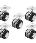 Heavy Duty Office Chair Casters Five Pack Smooth Rolling Replacements For Computer And Desk Seats Easy Swap with silver and black design.