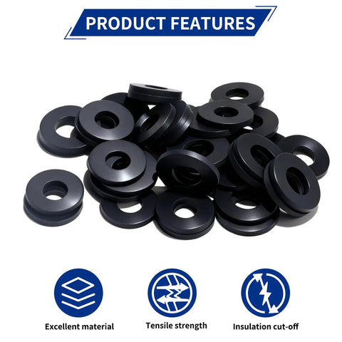 85 Piece Flat Rubber Washers Assortment Kit For DIY Fixes And Everyday Home Repairs With Five Sizes displayed on white background