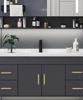 Self Stick Push Pull Cabinet Handles 15 Pack ABS Plastic Hidden Wardrobe Drawer Knobs Door Window Multipurpose Furniture Pull Handles With Quick Adhesive Install No Drill Needed For Cabinets And Drawers on dark bathroom vanity, gold finish