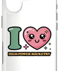 Drop Proof High Power Rocketry Case For iPhone 17 Two Piece Protective Phone Case With Premium Polycarbonate Shell And Shock Absorbent TPU Liner Scratch Resistant And Easy Snap On Install Made In USA with heart design on back of white case