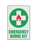 Burn Injury Emergency First Aid Sign Aluminum Safety Plate 8x12 Inches for Factory Workshop and Public Venue with burn symbol.
