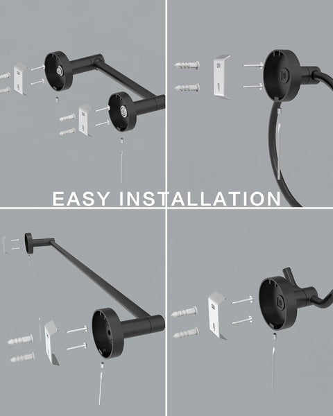 Matte Black 4-Piece Bathroom Hardware Set With An 18-Inch Towel Bar Towel Ring Toilet Paper Holder And Double Towel Hooks Easy Install
