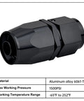 6AN Straight Swivel Hose End Fitting for CPE Braided Hose Black 8 Pack Aluminum 6061-T6 7/8-14 UNF Thread Fits Stainless and Nylon Braids High Flow Performance, black aluminum fitting with specs
