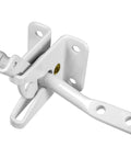 Solid As A Rock Automatic Gate Latch For Wooden Fences, 4 Inch Heavy Duty Steel Bar Lock, White Outdoor Fence Hardware angle view