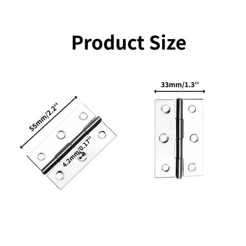 Dimensions of Six Pack 2.5 Inch Stainless Steel Butt Hinges For Bifold Doors Cabinets And Small Boxes Rust Resistant For Indoor And Outdoor Use Durable Hardware For Everyday Projects And Heavy Use.
