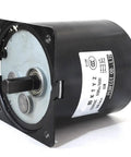 60W 220V AC Permanent Magnet Synchronous Motor with Low Speed Gearbox, visible front view showing labels and connectors