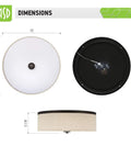 Top and side views of 15 Inch Round LED Flush Mount Light Fixture With Dimmable 23W 1400 Lumens 3CCT in dark bronze.