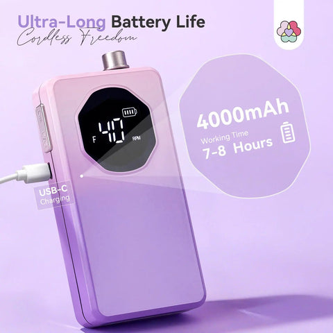40,000 RPM Nail Drill For Pros With 30 Second Acrylic Removal And Low Noise Electric Nail File in Gradient Purple charging