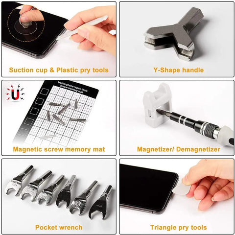 Awesome All In One Precision Screwdriver Set With Magnetic Bits For Phone Repair And Electronics Fix It Torx Hex Phillips Tools That Are Totally Sick And Super Useful For Any DIY Tech Job You Got Going On., phone repair tool kit with pry tools, magnetic mat and Y-handle