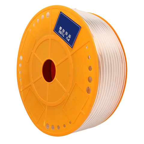 Heavy Duty Transparent Polyurethane Air Hose For Pneumatic Sandersons And Spray Guns Hella Flexible Piping Line With Drop Dead Simple Quick Connect Setup At 200 Meters Long on orange spool.