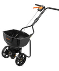 Broadcast Lawn Spreader With 9.8 Ft Coverage, 10 In All Terrain Tires, Adjustable Flow Control, 15 Lb Hopper