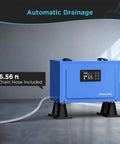 125 Pints Commercial Dehumidifier For Crawl Spaces And Basements With Drain Hose Heavy Duty Industrial Grade placed on a floor