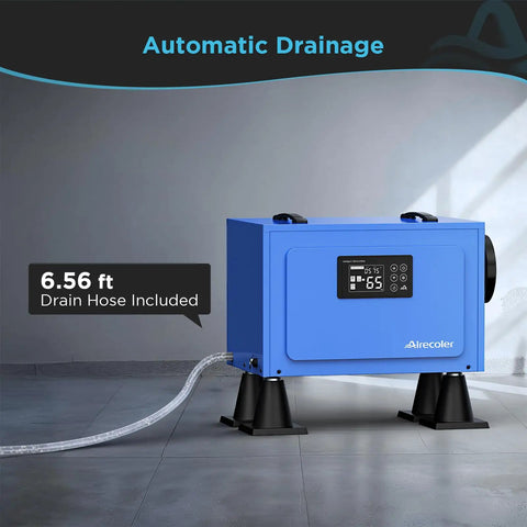 125 Pints Commercial Dehumidifier For Crawl Spaces And Basements With Drain Hose Heavy Duty Industrial Grade placed on a floor