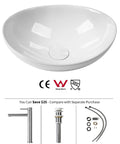 Bathroom Vessel Sink Set 15x12 Inch Oval Ceramic Vessel Sink Basin With Pop Up Drain Faucet Modern Egg Shape Above Counter Vanity Bowl Glossy White Easy To Install