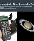 NexStar 130SLT Computerized Telescope With 130mm Aperture showing hand control and Saturn view.