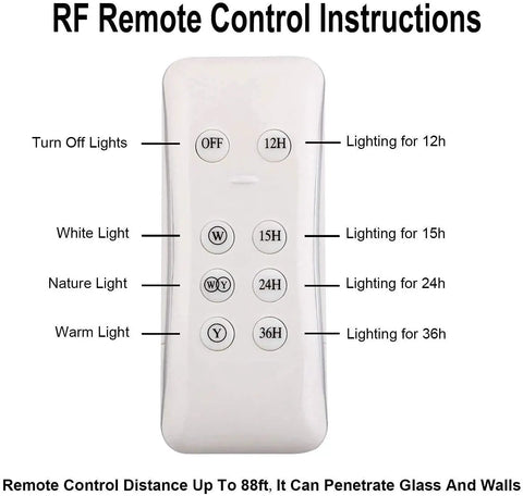 RF remote control for JUDYSSY 100W Led Solar Flood Lights, featuring color temperature selection and timer options.