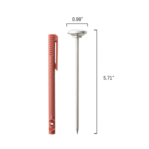 Instant Read Analog Meat Thermometer For Grill And Kitchen Durable Stainless Steel 1 Inch Dial Red Pocket Calibration Sleeve Easy Calibrate NSF Approved Grillin Ready For BBQ And Home Cooking with dimensions